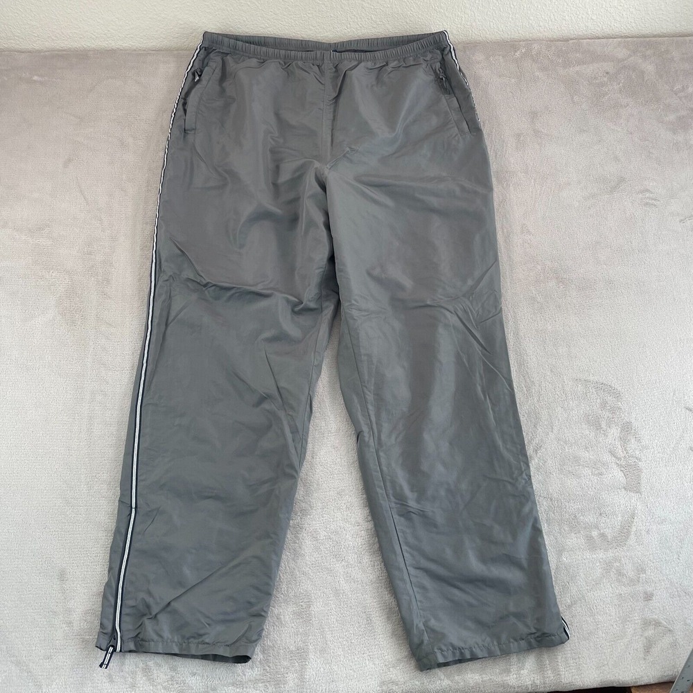 Gap Track Pants Men 2XL‎ Grey Nylon Baggy Windbreaker Raver Gorpcore Ankle Zip